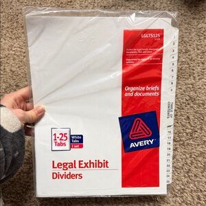 Avery Legal Exhibit Dividers with Red and White Design